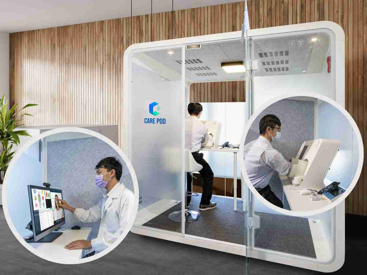 达擎于医疗科技展中展出＂远距诊疗舱＂，，，以因应医疗数字化及社会高龄化趋势下、、、复诊及慢性病患等族群对于远距看诊需求逐渐升高所推出的创新整合方案。。多功能合一、、高隐私性的远距诊疗舱可根据病患端与医师端的不同需求，，提供弹性化及客制化功能，，，，节省医生和病患的精力及时间