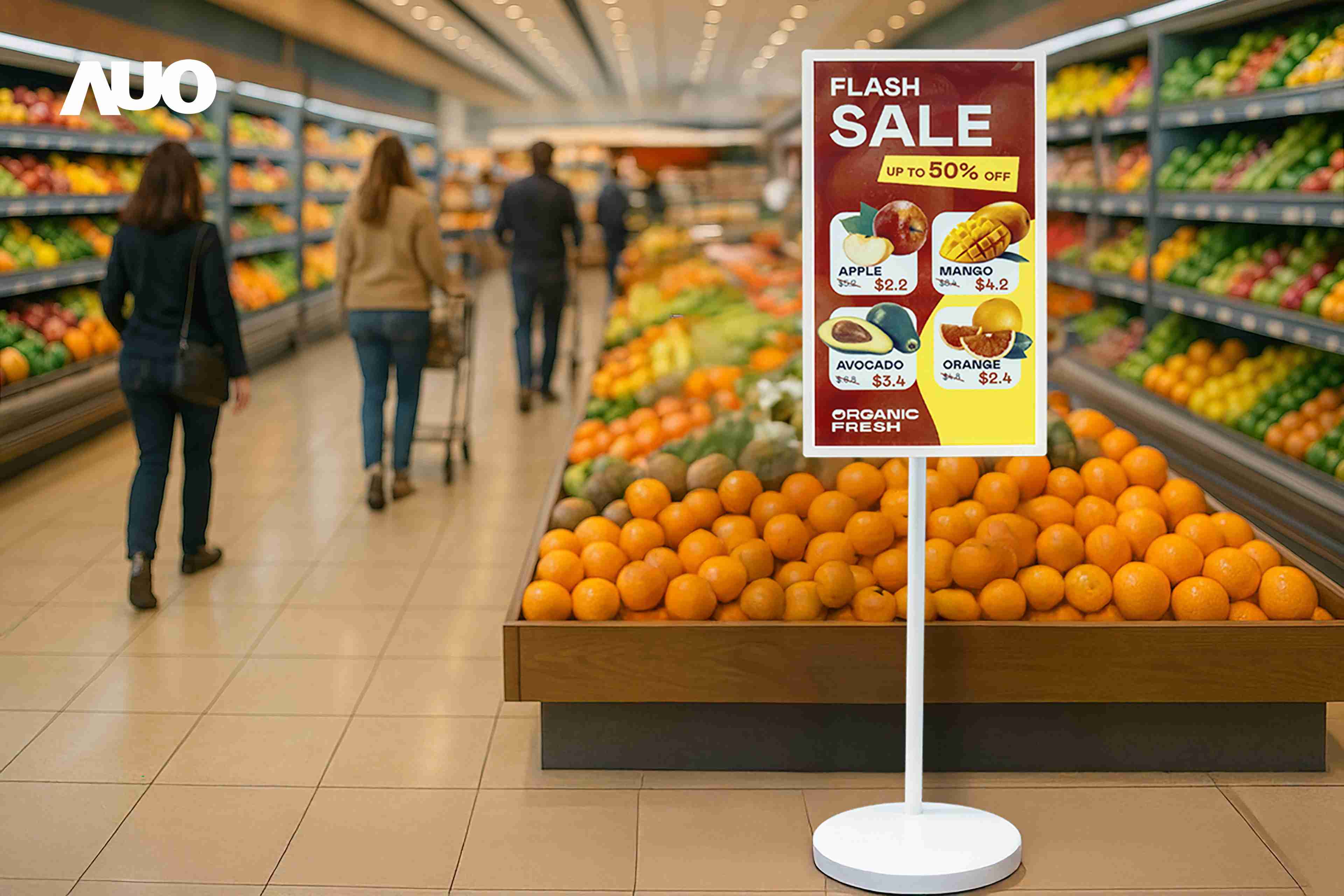 达擎首亮相低功耗、、、全彩的〝aecoPost电子纸解决方案〞，，，仅在更新画面时需要微量的电力驱动，，无需布建电线的便捷设计，，，，使其可灵活应用、、、随意置放，，，，并可透过云端或行动装置app，，，，轻松管理及排程广告内容，，，晋升店头营销利器。。。。